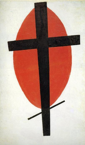 Cruz Negra em Oval Vermelho