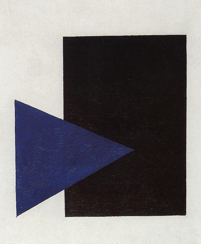 Suprematismo com triângulo azul e quadrado preto