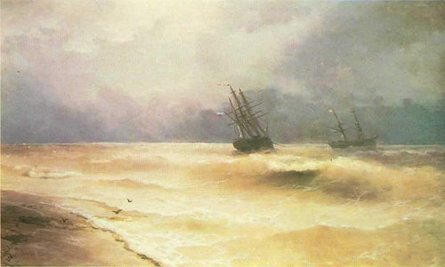Surfe perto da costa da Crimeia (Ivan Aivazovsky) - Reprodução com Qualidade Museu