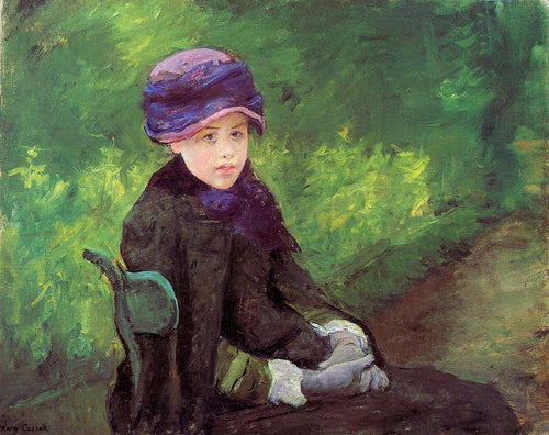 Susan sentada ao ar livre com um chapéu roxo (Mary Cassatt) - Reprodução com Qualidade Museu
