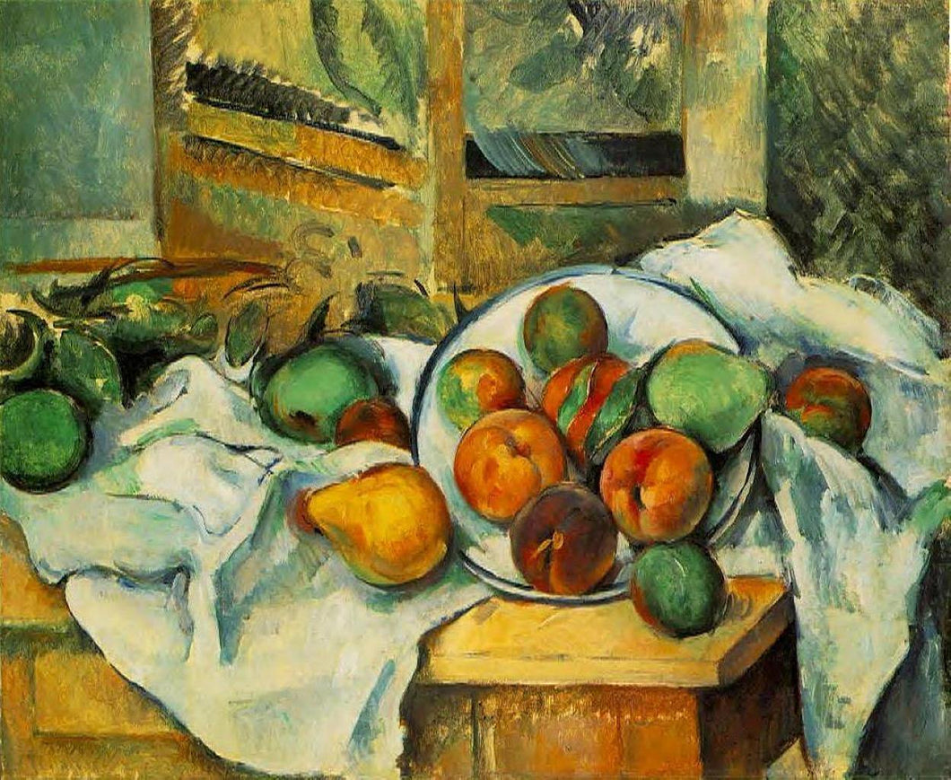 Guardanapos de mesa e frutas (Paul Cézanne) - Reprodução com Qualidade Museu