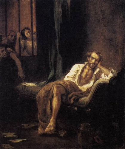 Tasso In The Madhouse (Eugene Delacroix) - Reprodução com Qualidade Museu