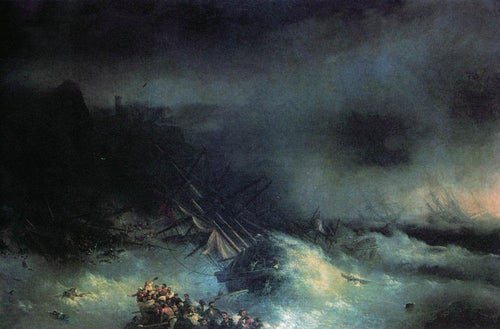 Tempest Shipwreck Of The Foreign ship (Ivan Aivazovsky) - Reprodução com Qualidade Museu