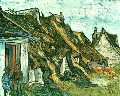 Casas de palha em Chaponval, Auvers Sur Oise (Vincent Van Gogh) - Reprodução com Qualidade Museu
