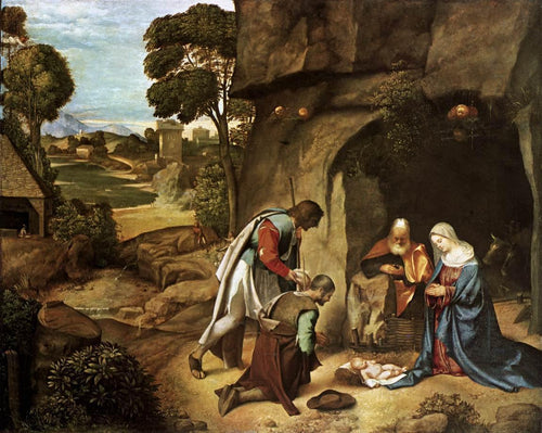 A Adoração dos Pastores (Giorgione) - Reprodução com Qualidade Museu