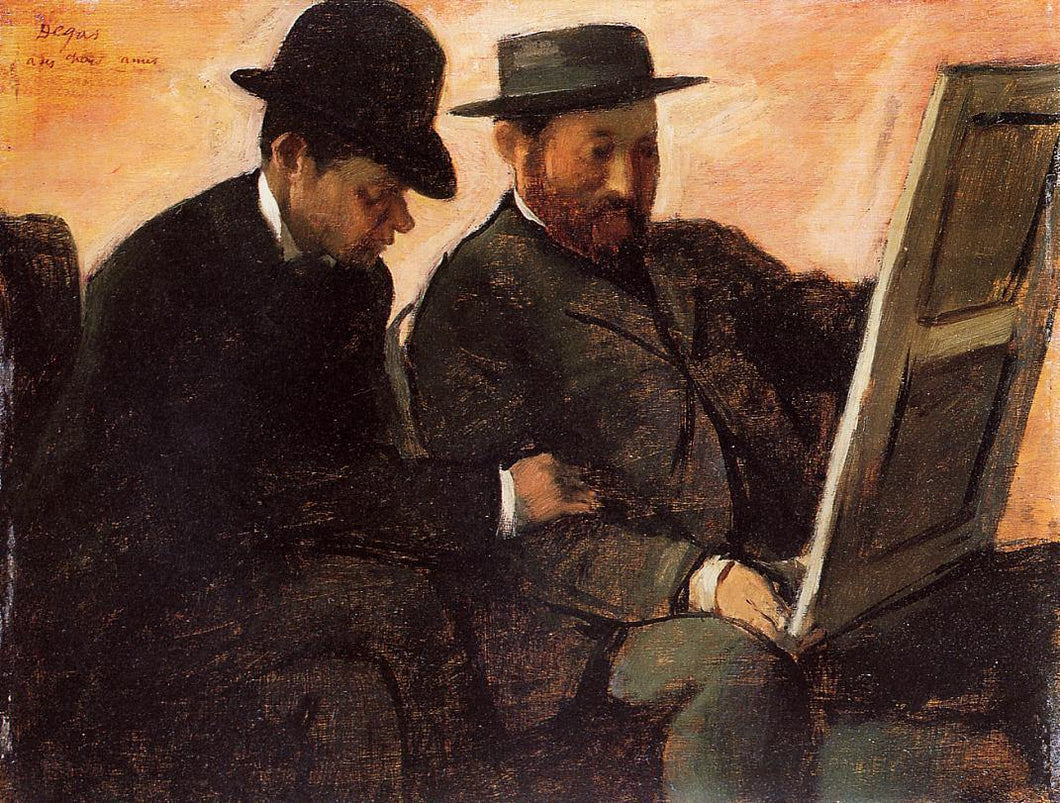 Os Amadores - Paul Lafond e Alhonse Cherfils examinando uma pintura (Edgar Degas) - Reprodução com Qualidade Museu