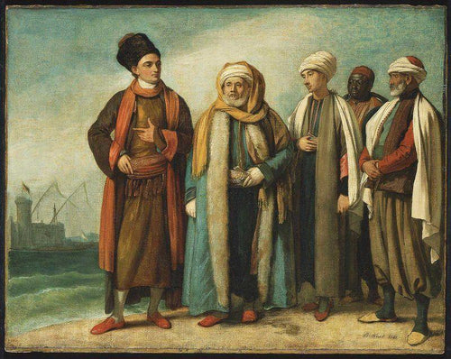 O embaixador de Tunis com seus assistentes quando apareceu na Inglaterra em 1781 - Replicarte