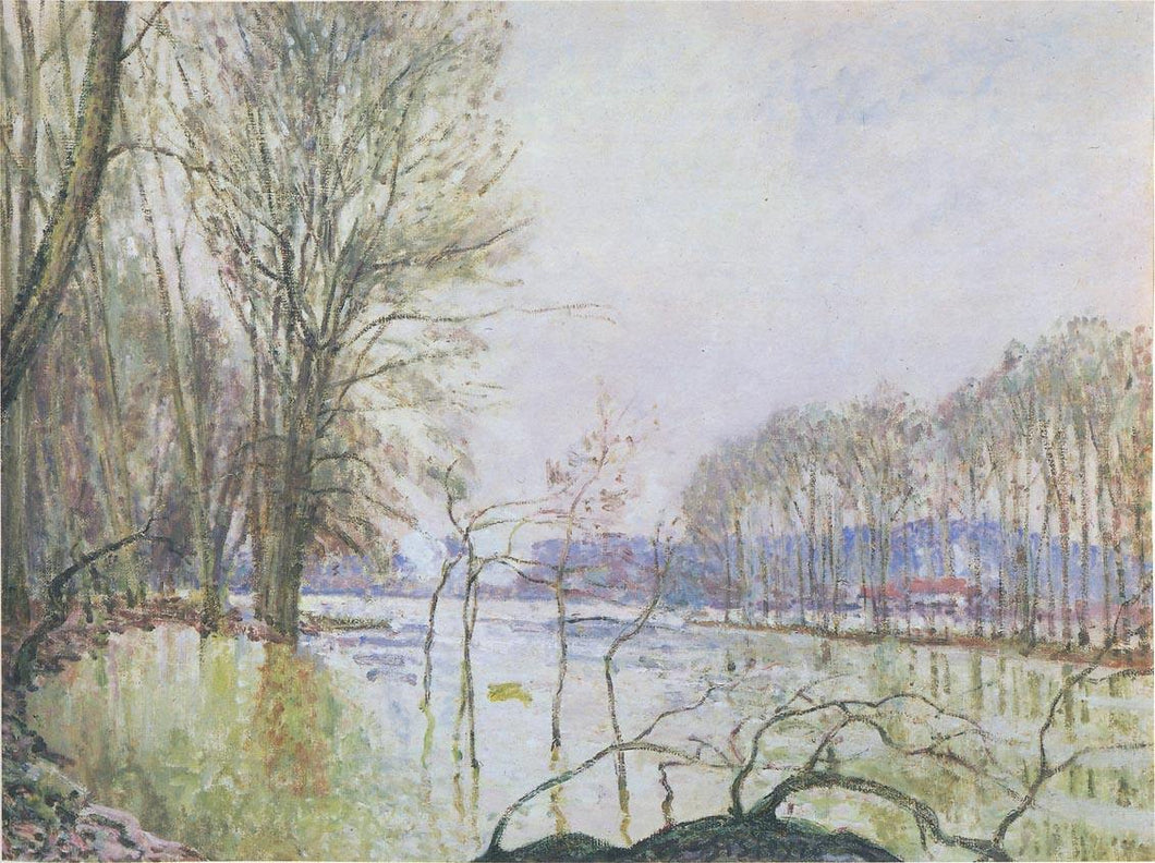 As margens do Sena na enchente de outono (Alfred Sisley) - Reprodução com Qualidade Museu