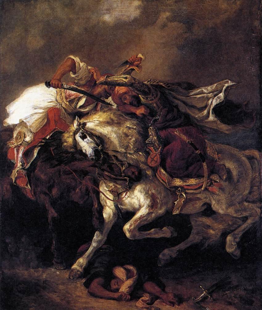 A batalha de Giaour e Hassan (Eugene Delacroix) - Reprodução com Qualidade Museu