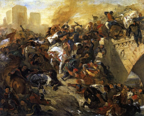 A Batalha de Taillebourg Draft (Eugene Delacroix) - Reprodução com Qualidade Museu