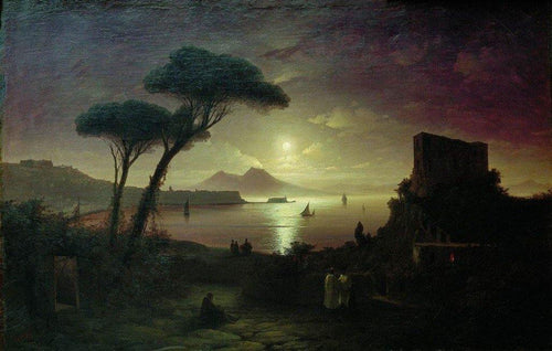 A baía de Nápoles na noite de luar (Ivan Aivazovsky) - Reprodução com Qualidade Museu