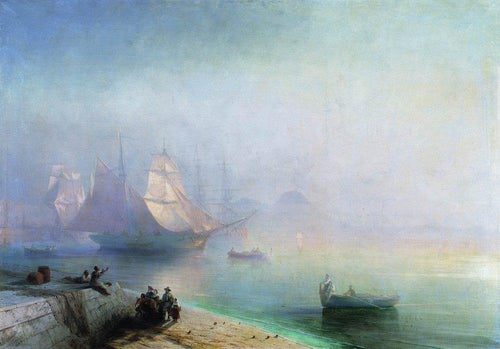 A baía de Nápoles na manhã nublada (Ivan Aivazovsky) - Reprodução com Qualidade Museu
