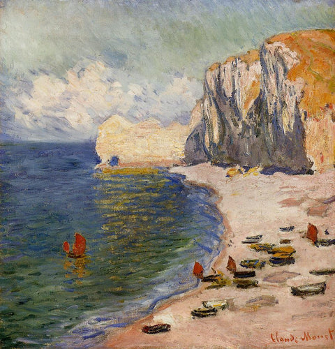 A praia e o Falaise Damont (Claude Monet) - Reprodução com Qualidade Museu