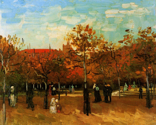 O Bois De Boulogne com pessoas caminhando (Vincent Van Gogh) - Reprodução com Qualidade Museu