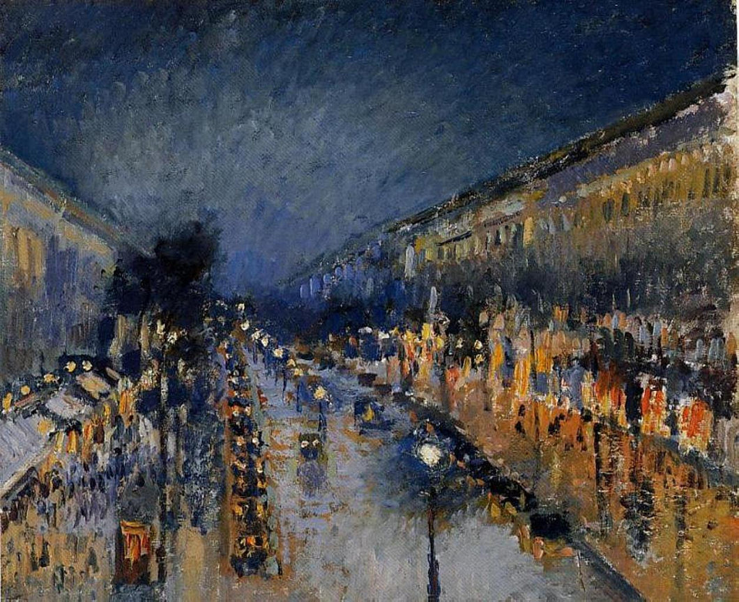 The Boulevard Montmartre à noite (Camille Pissarro) - Reprodução com Qualidade Museu
