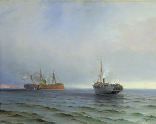 A captura de Nave turca no Mar Negro (Ivan Aivazovsky) - Reprodução com Qualidade Museu
