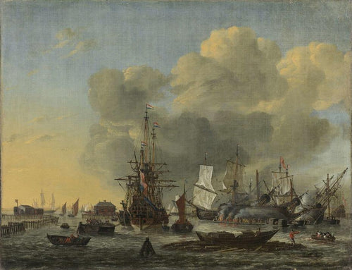 Calafetagem de navios no Bothuisje On The Y em Amsterdã (Reinier Nooms) - Reprodução com Qualidade Museu