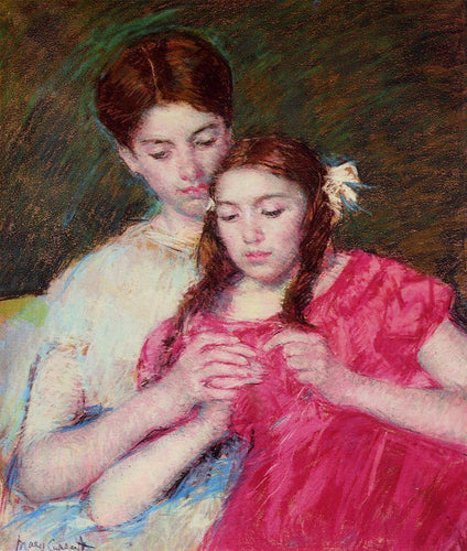 A lição de crochê (Mary Cassatt) - Reprodução com Qualidade Museu