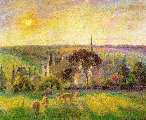 A Igreja e a Fazenda de Eragny (Camille Pissarro) - Reprodução com Qualidade Museu