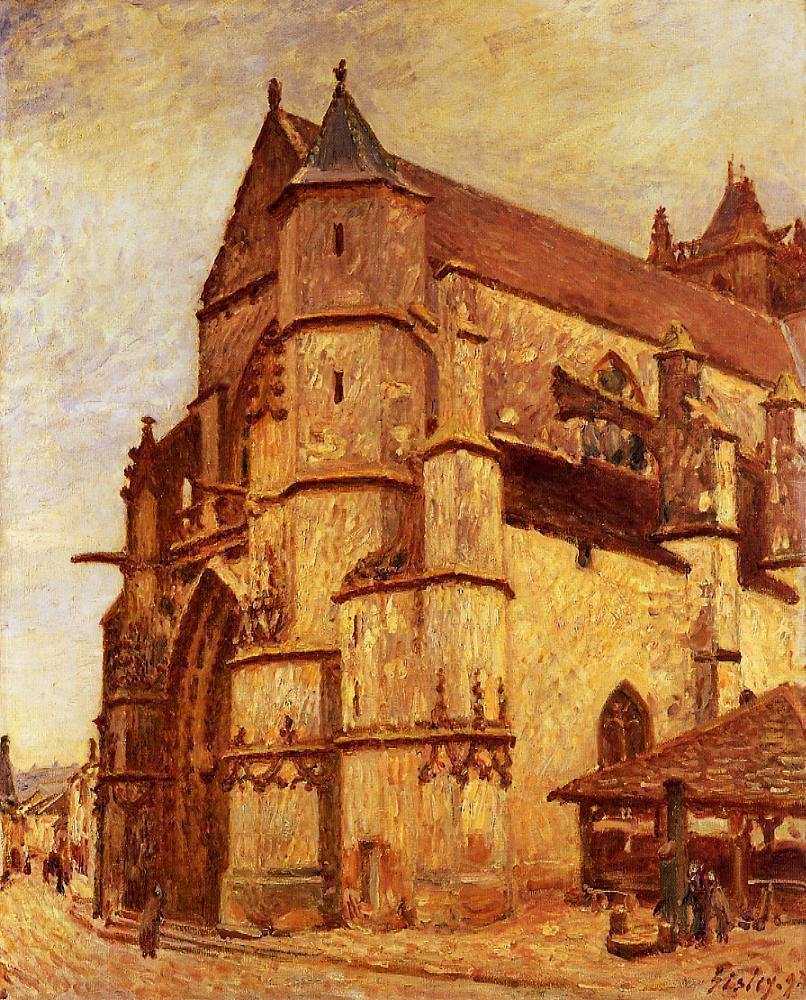 A Igreja de Moret Rainy Morning (Alfred Sisley) - Reprodução com Qualidade Museu