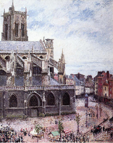 Igreja de Saint Jacues, Dieppe, clima chuvoso (Camille Pissarro) - Reprodução com Qualidade Museu
