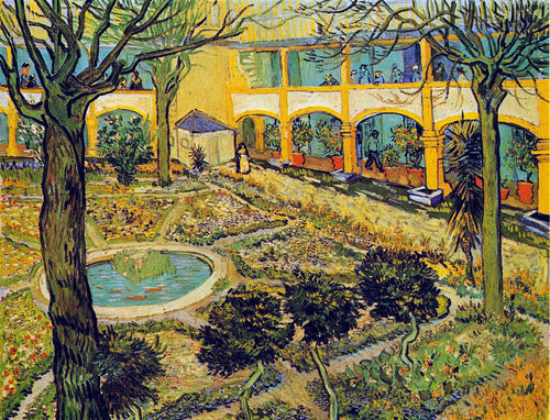 O pátio do hospital em Arles (Vincent Van Gogh) - Reprodução com Qualidade Museu