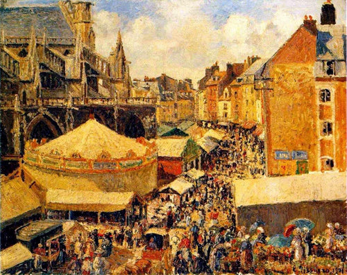 A feira em Dieppe, manhã ensolarada (Camille Pissarro) - Reprodução com Qualidade Museu
