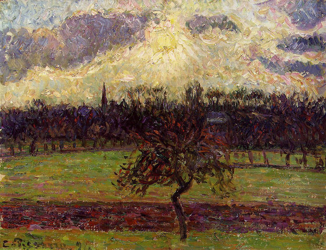 Os campos de Eragny, a macieira (Camille Pissarro) - Reprodução com Qualidade Museu