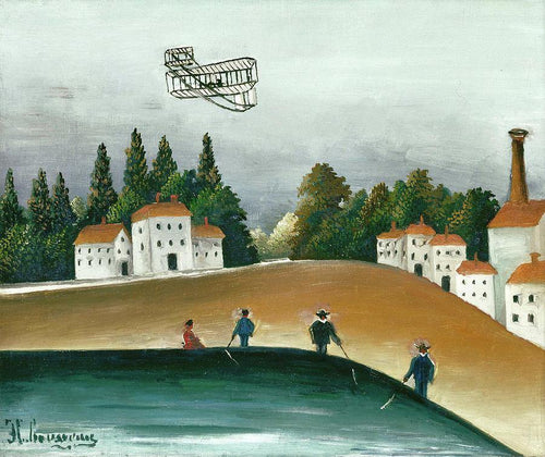 Os pescadores e o biplano (Henri Rousseau) - Reprodução com Qualidade Museu