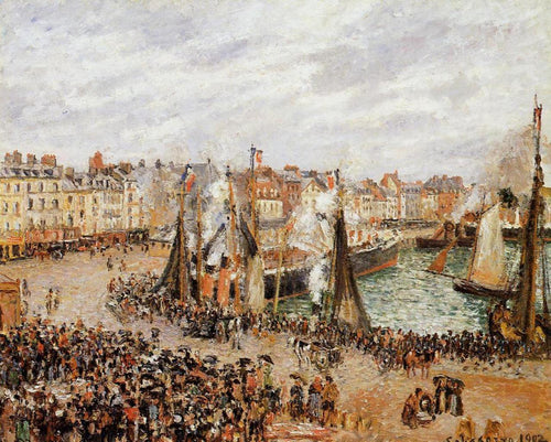 The Fishmarket, Dieppe, Gray Weather, Morning (Camille Pissarro) - Reprodução com Qualidade Museu