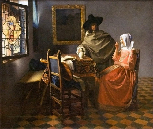 O copo de vinho (Johannes Vermeer) - Reprodução com Qualidade Museu