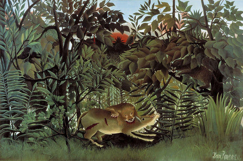 O Leão Faminto se Atira Sobre o Antílope (Henri Rousseau) - Reprodução com Qualidade Museu