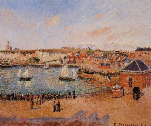 The Inner Harbor, Dieppe Tarde, Sol, Maré Baixa (Camille Pissarro) - Reprodução com Qualidade Museu