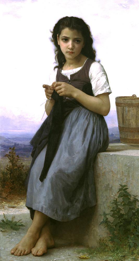 The Knitter (William-Adolphe Bouguereau) - Reprodução com Qualidade Museu