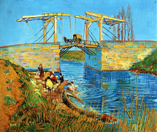Ponte Langlois em Arles com mulheres lavando (Vincent Van Gogh) - Reprodução com Qualidade Museu