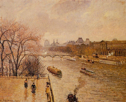 O Louvre, tarde, tempo chuvoso (Camille Pissarro) - Reprodução com Qualidade Museu