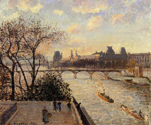 O Louvre e o Sena a partir da Pont Neuf (Camille Pissarro) - Reprodução com Qualidade Museu