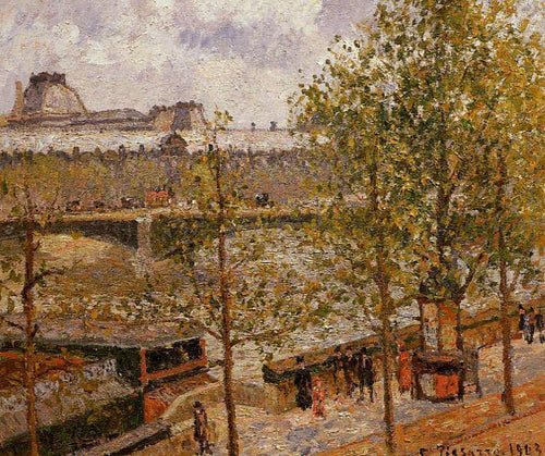 O Louvre, Manhã, Sol, Quai Malaquais (Camille Pissarro) - Reprodução com Qualidade Museu