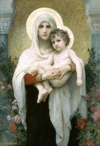 A Madonna das Rosas (William-Adolphe Bouguereau) - Reprodução com Qualidade Museu