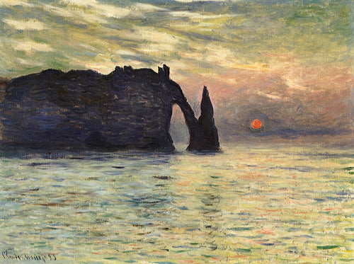 The Manneport, Cliff At Etretat, Sunset (Claude Monet) - Reprodução com Qualidade Museu