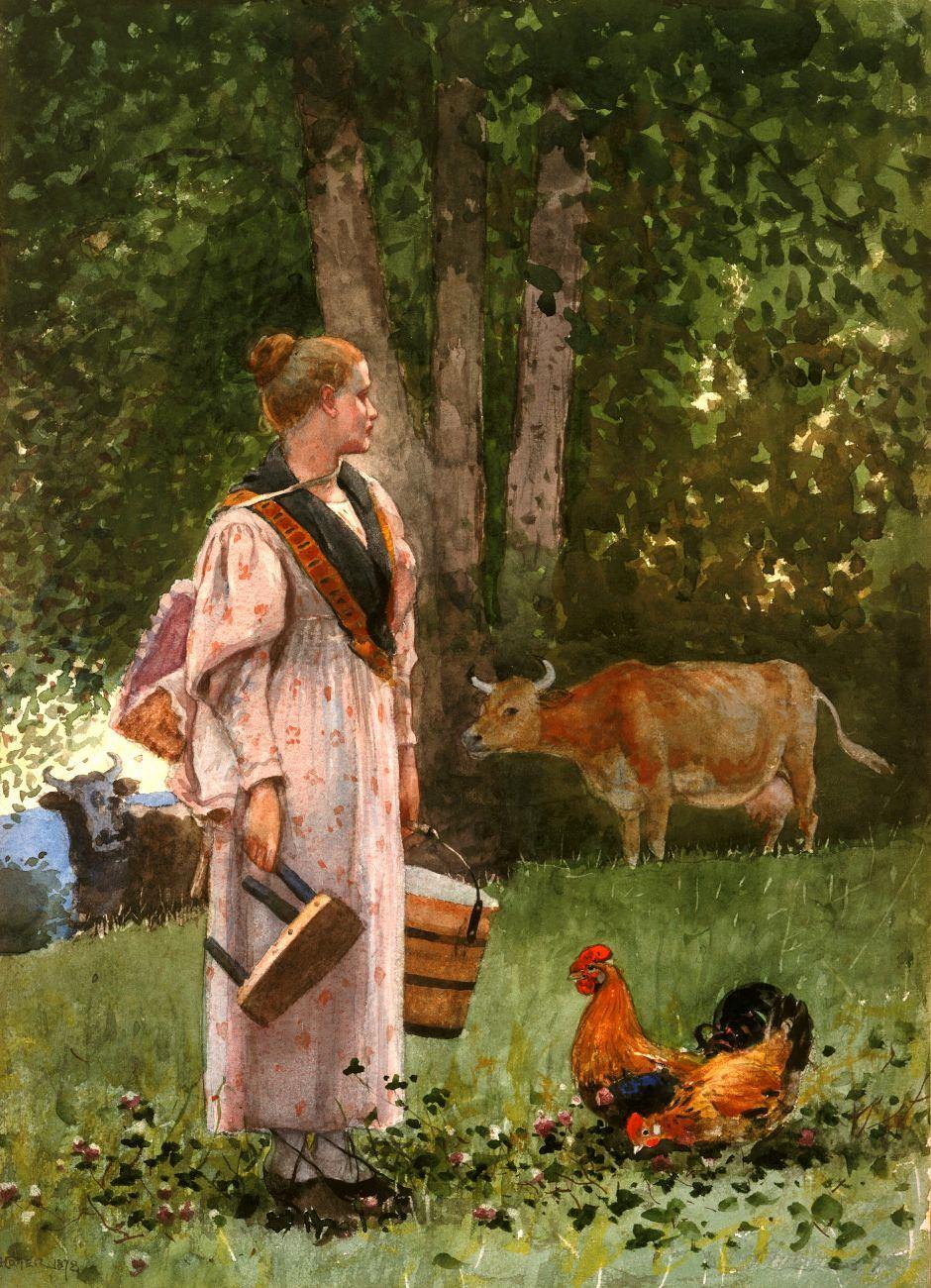 The Milk Maid (Winslow Homer) - Reprodução com Qualidade Museu
