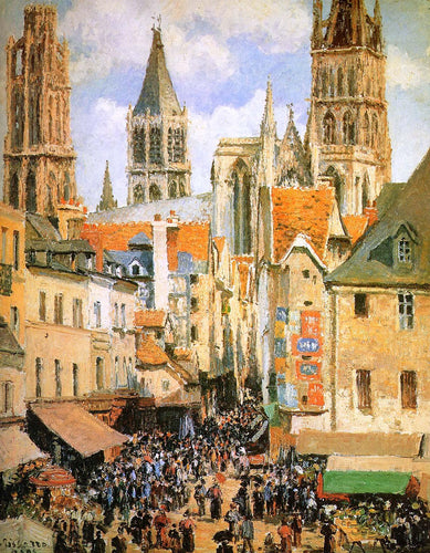 O Antigo Mercado de Rouen (Camille Pissarro) - Reprodução com Qualidade Museu