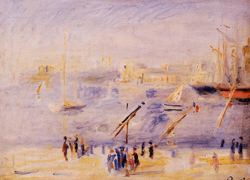 O antigo porto de Marselha, pessoas e barcos (Pierre-Auguste Renoir) - Reprodução com Qualidade Museu