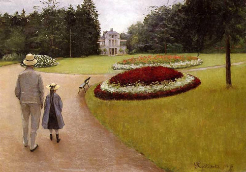 O parque na propriedade Caillebotte em Yerres (Gustave Caillebotte) - Reprodução com Qualidade Museu