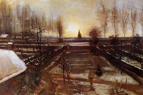 O Jardim Parsonage em Nuenen In The Snow (Vincent Van Gogh) - Reprodução com Qualidade Museu