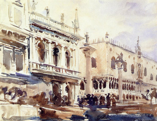 A Piazzetta e o Palácio Ducal (John Singer Sargent) - Reprodução com Qualidade Museu