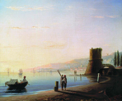 The Pier In Feodosia (Ivan Aivazovsky) - Reprodução com Qualidade Museu