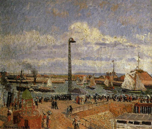 Píer The Pilots, Maré alta de Le Havre, Sol da tarde (Camille Pissarro) - Reprodução com Qualidade Museu