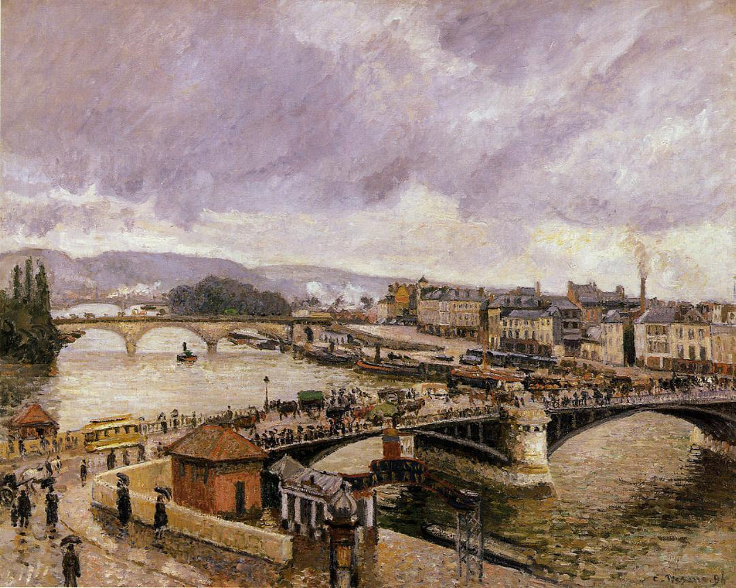 The Pont Boieldieu, Rouen, efeito da chuva (Camille Pissarro) - Reprodução com Qualidade Museu