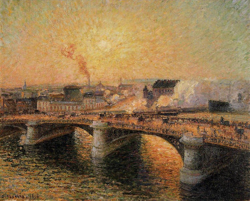 The Pont Boieldieu, Rouen, Sunset (Camille Pissarro) - Reprodução com Qualidade Museu
